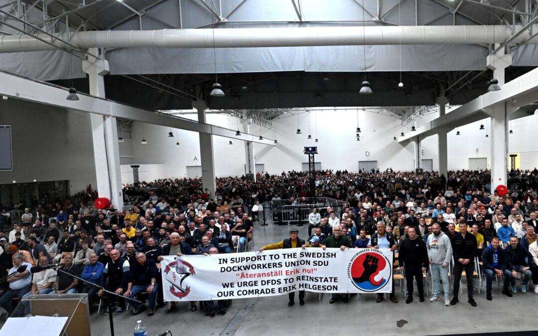 Hamnfacket CGT i Le Havre kräver Erik Helgeson tillbaks till jobbet